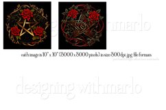 Roses &amp; Pentagrams Wind Spinners Sublimation Designs, Wiccan Product Image 3