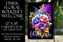 Dark Floral 12x18 Welcome Garden Flag Sublimation Design Product Image 1