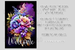 Dark Floral 12x18 Welcome Garden Flag Sublimation Design Product Image 2