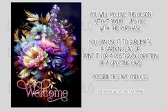 Dark Floral 12x18 Welcome Garden Flag Sublimation Design Product Image 2