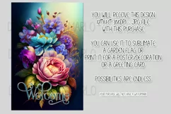 Dark Floral 12x18 Welcome Garden Flag Sublimation Design Product Image 2