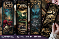 Tarot cards bookmark, Gothic bookmarks, Dark Fantasy PNG Product Image 1