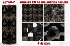Black tumbler wrap sublimation, noir, geometric patterns Product Image 1