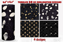 Black tumbler wrap sublimation, noir, dark geometric pattern Product Image 1