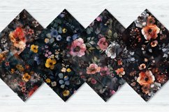 Dark Watercolor Flowers Digital Paper Bundle Product Image 5