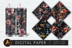 Dark Watercolor Flowers Digital Paper Product Image 1