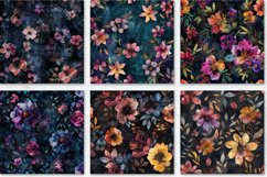 Dark Watercolor Flowers Digital Paper Bundle Product Image 2