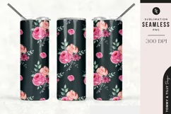 Dark Watercolour Rose Tumbler Sublimation | Seamless 20oz Product Image 1