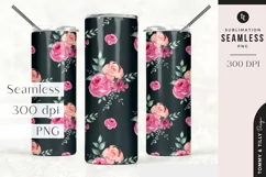Dark Watercolour Rose Tumbler Sublimation | Seamless 20oz Product Image 3
