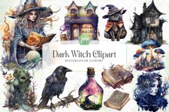 Dark Witch Watercolor Sublimation Clipart Product Image 1