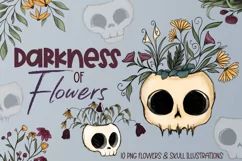 Darkness of Flowers| 10 PNG Flowers & Skull Illustrations Product Image 1