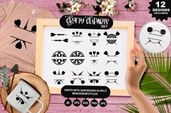 Darts With Dartboard In Split Monogram Styles Clipart Set Product Image 1