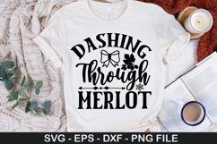 Dashing Through Merlot - Christmas Wine SVG Design Product Image 1