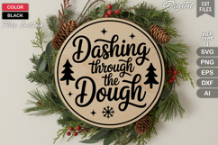Dashing Through The Dough SVG | Christmas Round Sign SVG Product Image 3