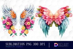 Watercolor Colorful Angel Wings With Flowers Bundle Product Image 3