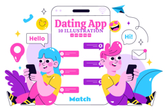 10 Online Dating App Illustration Product Image 1