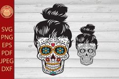 Day of Dead Woman Skull - eps, jpg, dxf, svg, pdf, png files Product Image 1