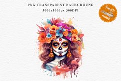 Day Of The Dead Halloween Mexican Clipart PNG Scrapbooking Fairy Tale Art Image Watercolor Transparent Print illustration sublimation creepy printable digital watercolor day of the dead, spooky clipart, mexican holiday, Creepy halloween decoration art