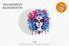 Day Of The Dead Halloween Mexican Clipart PNG Scrapbooking Fairy Tale Art Image Watercolor Transparent Print illustration sublimation creepy printable digital watercolor day of the dead, spooky clipart, mexican holiday, Creepy halloween decoration art