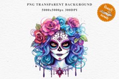 Day Of The Dead Halloween Mexican Clipart PNG Scrapbooking Fairy Tale Art Image Watercolor Transparent Print illustration sublimation creepy printable digital watercolor day of the dead, spooky clipart, mexican holiday, Creepy halloween decoration art