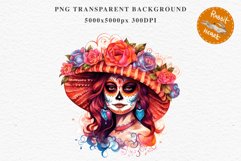 Day Of The Dead Halloween Mexican Clipart PNG Scrapbooking Fairy Tale Art Image Watercolor Transparent Print illustration sublimation creepy printable digital watercolor day of the dead, spooky clipart, mexican holiday, Creepy halloween decoration art
