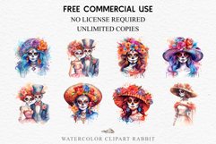 watercolor day of the dead, spooky clipart, mexican holiday, Creepy halloween decoration art Day Of The Dead Halloween Mexican Clipart PNG Scrapbooking Fairy Tale Art Image Watercolor Transparent Print illustration sublimation creepy printable digital