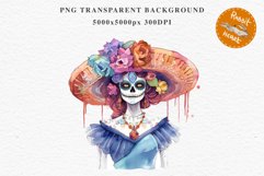 Day Of The Dead Halloween Mexican Clipart PNG Scrapbooking Fairy Tale Art Image Watercolor Transparent Print illustration sublimation creepy printable digital watercolor day of the dead, spooky clipart, mexican holiday, Creepy halloween decoration art