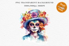 Day Of The Dead Halloween Mexican Clipart PNG Scrapbooking Fairy Tale Art Image Watercolor Transparent Print illustration sublimation creepy printable digital watercolor day of the dead, spooky clipart, mexican holiday, Creepy halloween decoration art