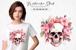 watercolor skull sublimation clipart