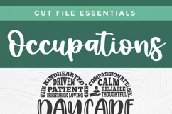 Daycare worker svg vertical Pinterest image with subway art heart words