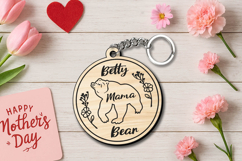 Bear Mama SVG Mothers Day Keychain Flower Gift Laser Present Product Image 1