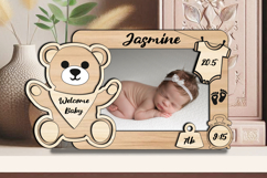 Bear SVG Baby Picture Frame Sign Newborn Photo Gift Board Product Image 1