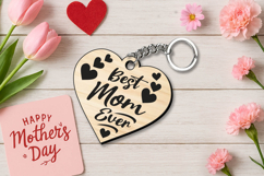 Best Mom Ever Mothers Day Keychain Gift SVG Laser Love Heart Product Image 1