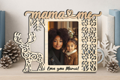 Christmas Mama and Me SVG Photo Frame Winter Deer Laser Gift Product Image 1