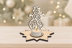 Christmas Snowman SVG Holiday Candle Holder Star Base Laser Product Image 1