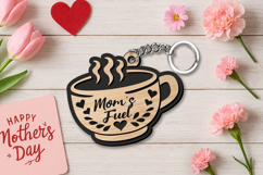 Cup of Coffee Mother's Day Letter Keychain Gift SVG Laser Product Image 1