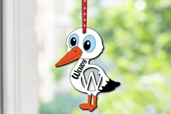 Easter Stork Letter W SVG Basket Name Tag Ornament Holiday Product Image 1