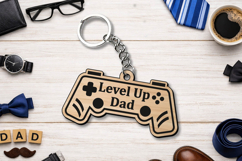 Laser SVG Level Up Dad Father Day Keychain Gift Grandpa Product Image 1