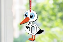Letter N Stork Easter Basket Name Tag SVG Holiday Ornament Product Image 1