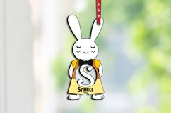 Letter S Easter Bunny Basket Tag Ornament Male SVG Laser Product Image 1