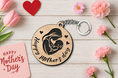 Mother's Day Keychain Gift SVG Laser holiday Present Mom Kid Product Image 1