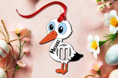 Stork Letter M Easter Basket Name Tag Holiday Ornament SVG Product Image 1