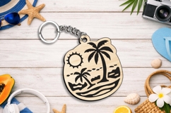 Sunset Beach Keychain Gift SVG Laser Digital Present Item Product Image 1