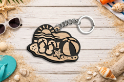 SVG Beach Summer Ball Flip-Flops Keychain Gift Laser Gift Product Image 1
