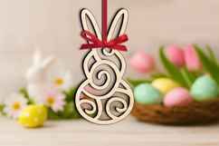 SVG Easter Bunny Egg Shape Ornament Holiday Pattern Present Product Image 1