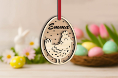 SVG Easter Hen Egg Basket Name Tag Laser Ornament Present Product Image 1