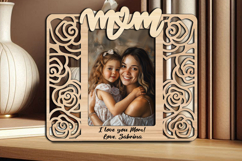 SVG Mother Daughter Photo Frame Picture Rose Love Laser Gift Product Image 1