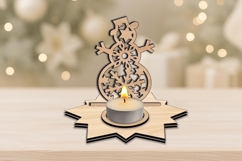 SVG Snowflakes Pattern Snowman Christmas Candle Holder Laser Product Image 1