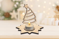 SVG Star Tilted Christmas Tree Candle Holder Holiday Gift Product Image 1