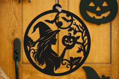 Witch Pumpkin Door Hanger SVG Halloween Welcome Sign Laser Product Image 1